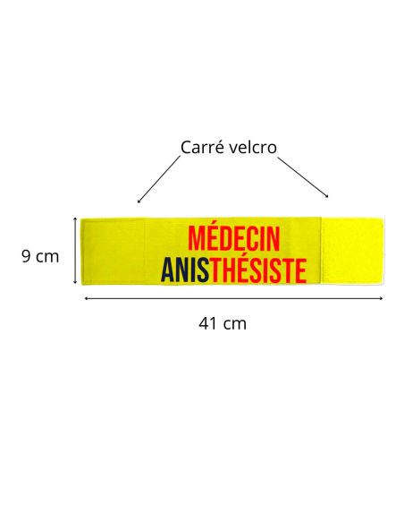 Brassard Jaune "Médecin Anesthésiste" – avec Velcro