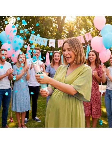 Canon à confettis "Gender Reveal – Garçon" – Révélation de genre surprise
