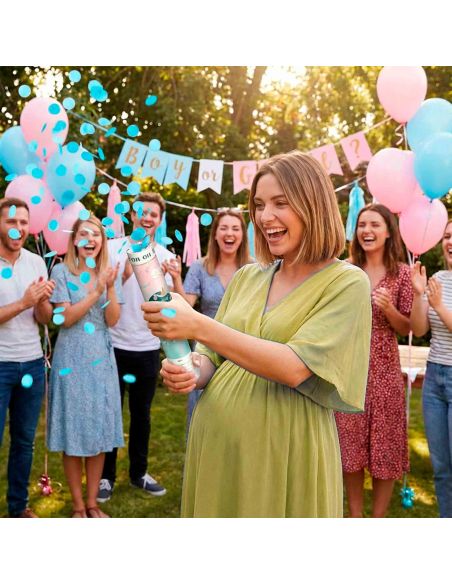 Canon à confettis "Gender Reveal – Garçon" – Révélation de genre surprise