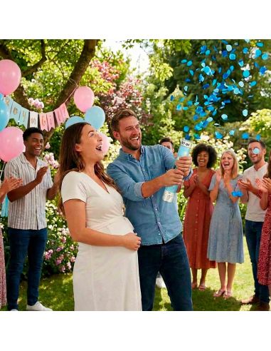 Canon à confettis "Gender Reveal – Garçon" – Révélation de genre surprise