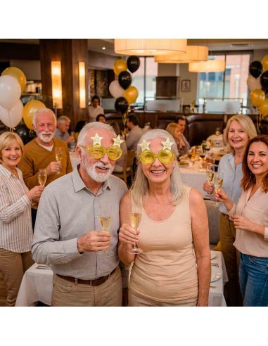 Lunettes Étoiles “Vive la Retraite” – Accessoire festif doré pour départ à la retraite