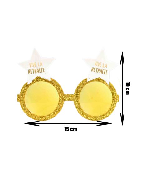 Lunettes Étoiles “Vive la Retraite” – Accessoire festif doré pour départ à la retraite