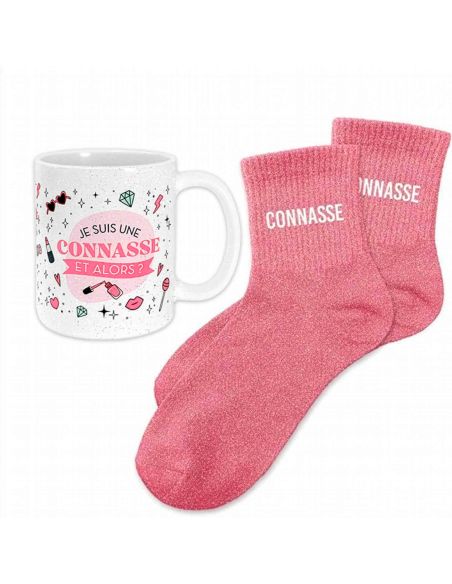 Coffret Cadeau Mug & Chaussettes – “Je suis une connasse, et alors ?”