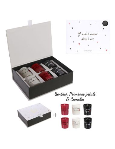 Coffret de 6 Bougies Mots d'Amour - Dimensions : 4.5 x 5.1 x 4.5 cm