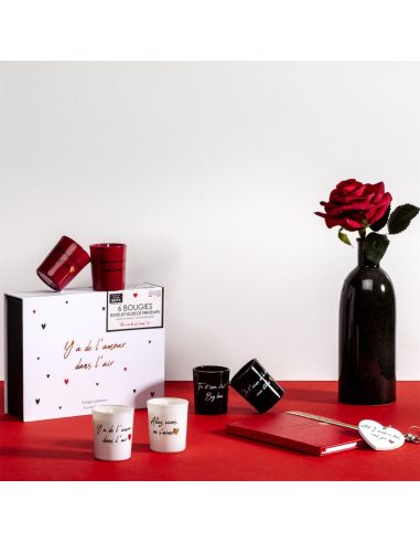 Coffret de 6 Bougies Mots d'Amour - Dimensions : 4.5 x 5.1 x 4.5 cm