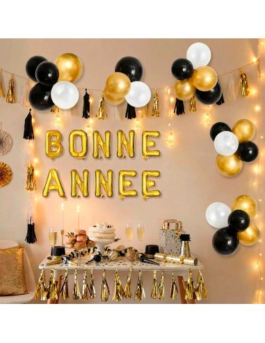 Ballons aluminium "Bonne Année" – Doré ou Argenté – 30cm – Fermeture automatique