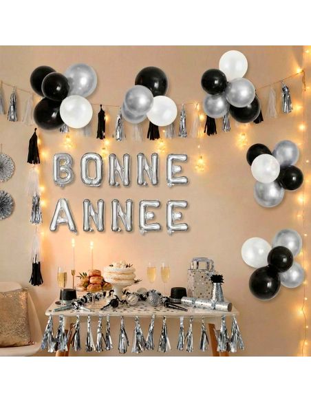 Ballons aluminium "Bonne Année" – Doré ou Argenté – 30cm – Fermeture automatique