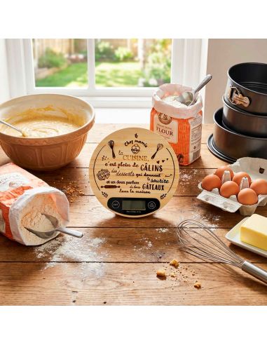 Balance de cuisine numérique en bois de bambou – 5 kg – Extinction automatique