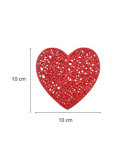 Lot de 6 dessous de verre cœur rouge antidérapants en PVC