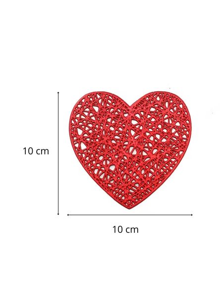 Lot de 6 dessous de verre cœur rouge antidérapants en PVC