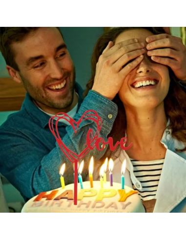 Lot de 2 tops gâteaux Cœur "Love" Rouge – Décoration de Gâteau Romantique