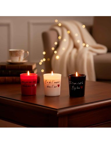 Coffret de 6 Bougies Mots d'Amour - Dimensions : 4.5 x 5.1 x 4.5 cm