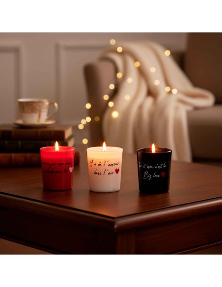 Coffret de 6 Bougies Mots d'Amour - Dimensions : 4.5 x 5.1 x 4.5 cm