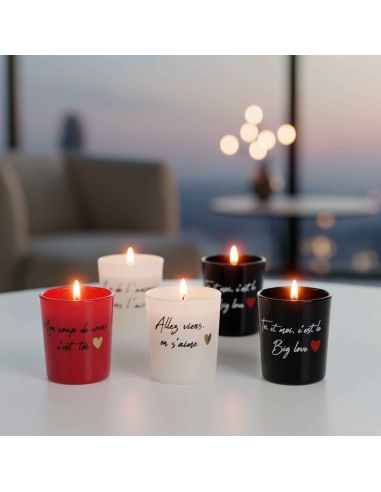 Coffret de 6 Bougies Mots d'Amour - Dimensions : 4.5 x 5.1 x 4.5 cm