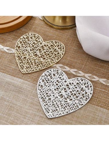 Lot de 6 dessous de verre cœur antidérapants en PVC