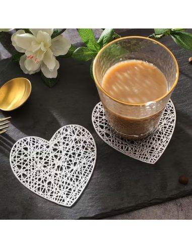 Lot de 6 dessous de verre cœur antidérapants en PVC