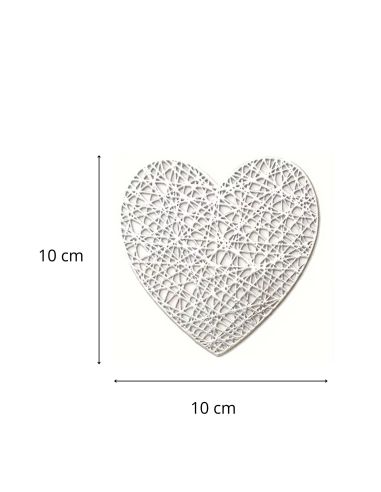 Lot de 6 dessous de verre cœur antidérapants en PVC