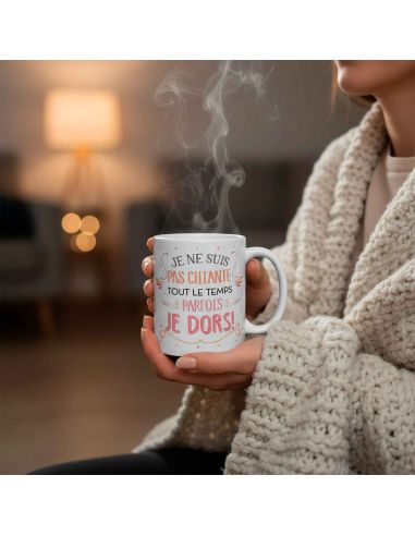 Mug à Paillettes "Je ne suis pas chiante..." - Dimensions : 11,5 x 8 x 9,7 cm