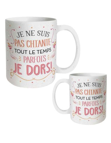 Mug à Paillettes "Je ne suis pas chiante..." - Dimensions : 11,5 x 8 x 9,7 cm