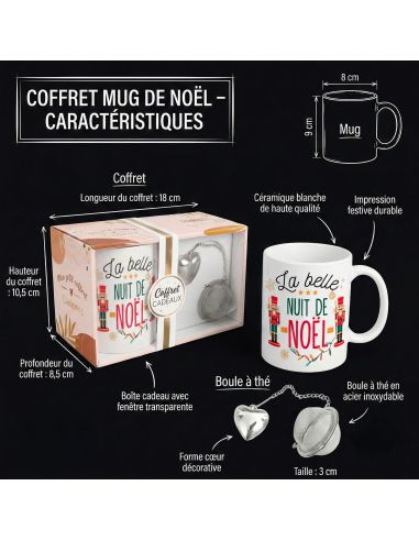 Coffret Mug "La belle nuit de Noël" + Boule à thé cœur