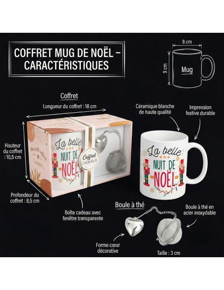 Coffret Mug "La belle nuit de Noël" + Boule à thé cœur