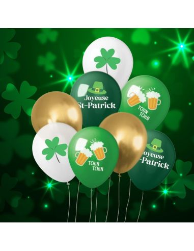 Sachet de 8 Ballons Décoratifs Saint-Patrick - 30 cm