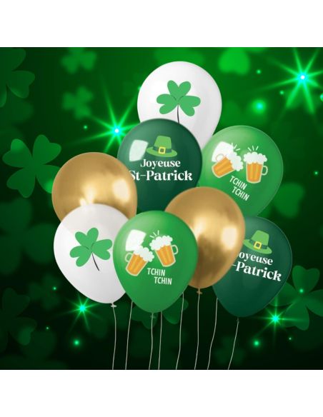 Sachet de 8 Ballons Décoratifs Saint-Patrick - 30 cm