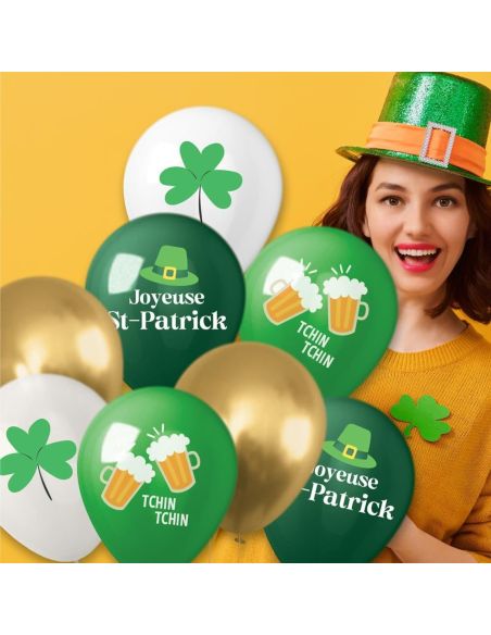 Sachet de 8 Ballons Décoratifs Saint-Patrick - 30 cm
