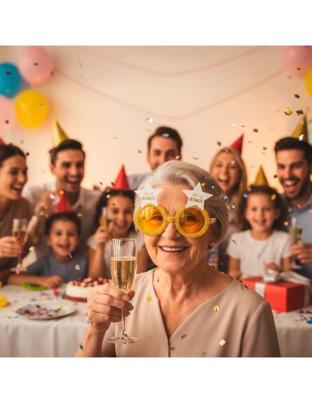 Lunettes Étoiles “Vive la Retraite” – Accessoire festif doré pour départ à la retraite