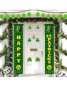 Paire de Bannières de Porte Saint-Patrick "Happy St. Patrick's Day" - 180x30cm 2