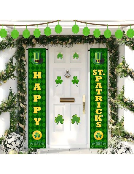 Paire de Bannières de Porte Saint-Patrick "Happy St. Patrick's Day" - 180x30cm