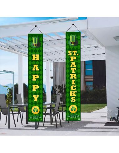 Paire de Bannières de Porte Saint-Patrick "Happy St. Patrick's Day" - 180x30cm