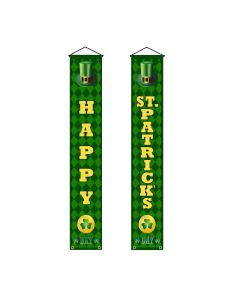 Paire de Bannières de Porte Saint-Patrick "Happy St. Patrick's Day" - 180x30cm