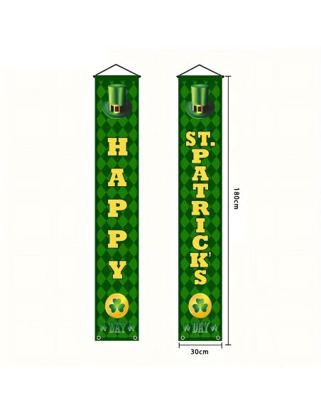 Paire de Bannières de Porte Saint-Patrick "Happy St. Patrick's Day" - 180x30cm