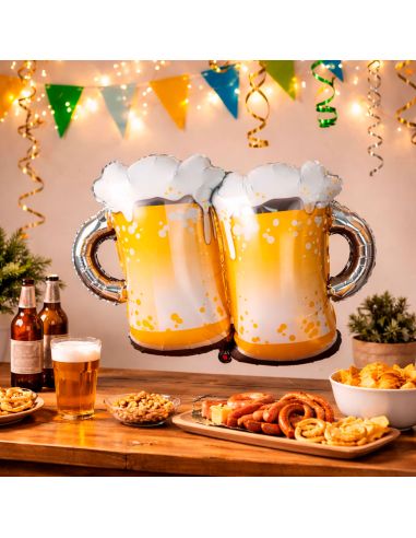 Ballon Aluminium "Bières" – Décoration Festive Originale - Dimensions : 65 x 50 cm