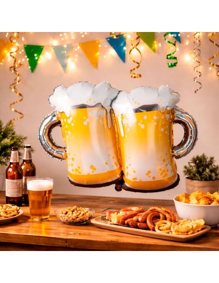Ballon Aluminium "Bières" – Décoration Festive Originale - Dimensions : 65 x 50 cm
