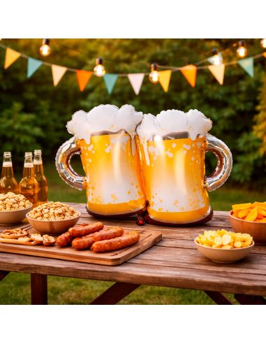 Ballon Aluminium "Bières" – Décoration Festive Originale - Dimensions : 65 x 50 cm