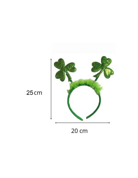 Serre-tête Saint-Patrick avec Trèfles Géants et Plumes Vertes