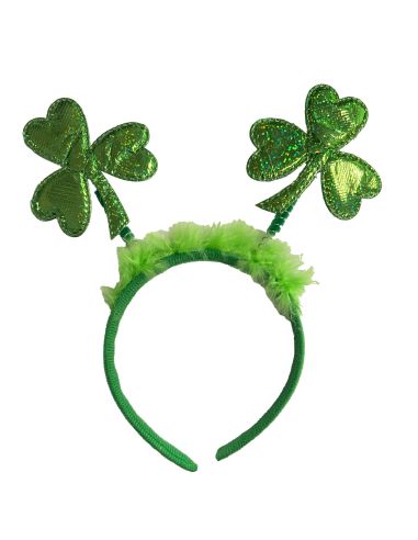 Serre-tête Saint-Patrick avec Trèfles Géants et Plumes Vertes