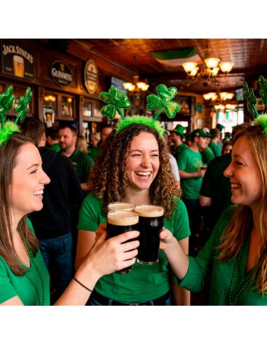 Serre-tête Saint-Patrick avec Trèfles Géants et Plumes Vertes