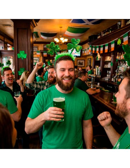 Serre-tête Saint-Patrick avec Trèfles Géants et Plumes Vertes