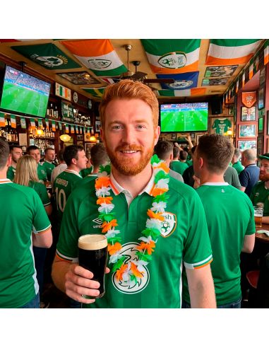 Lot de 2 Colliers Hawaïens Saint-Patrick - Vert, Blanc, Orange - 45 cm