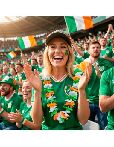 Lot de 2 Colliers Hawaïens Saint-Patrick - Vert, Blanc, Orange - 45 cm