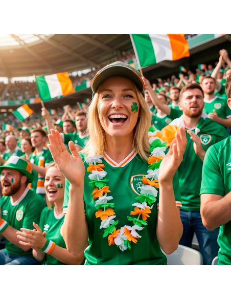 Lot de 2 Colliers Hawaïens Saint-Patrick - Vert, Blanc, Orange - 45 cm