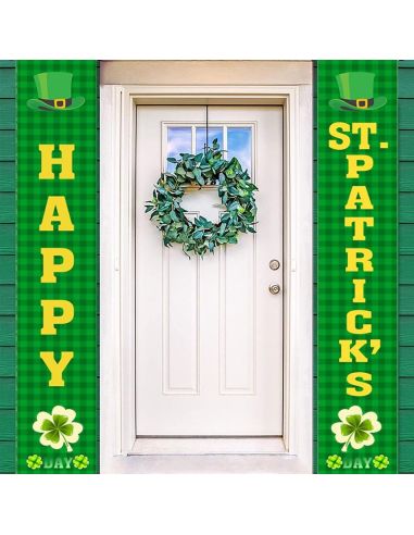 Paire de Bannières de Porte Saint-Patrick "Happy St. Patrick's Day" - 180x30cm