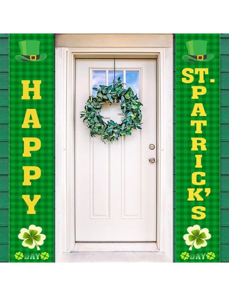 Paire de Bannières de Porte Saint-Patrick "Happy St. Patrick's Day" - 180x30cm