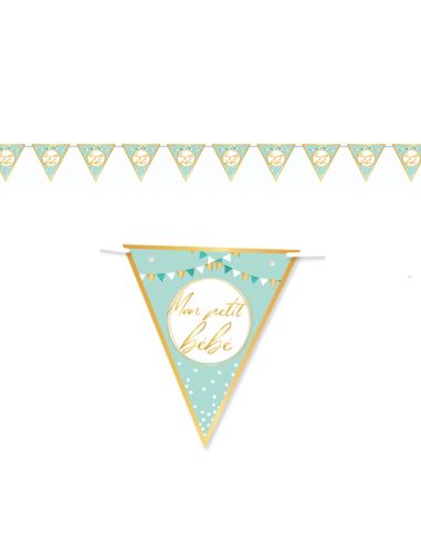 Guirlande 10 Fanion Baby Shower "Mon petit bébé" Bleu