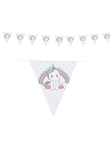 Guirlande 10 Fanions Motif Licorne - Longueur : 3.60 mètres
