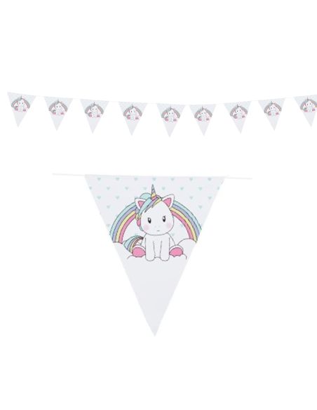 Guirlande 10 Fanions Motif Licorne - Longueur : 3.60 mètres
