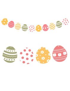 Guirlande 10 Fanions motif Œufs de Pâques - Longueur : 3 mètres